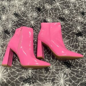 Pink heeled boots